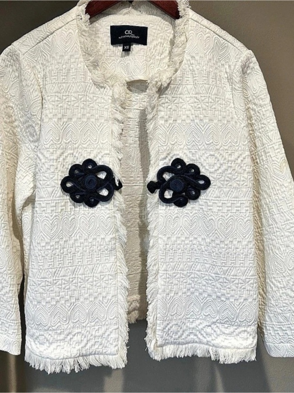 Cynthia Rowley Embroidered Jacket and Skirt Set in White XS Like New